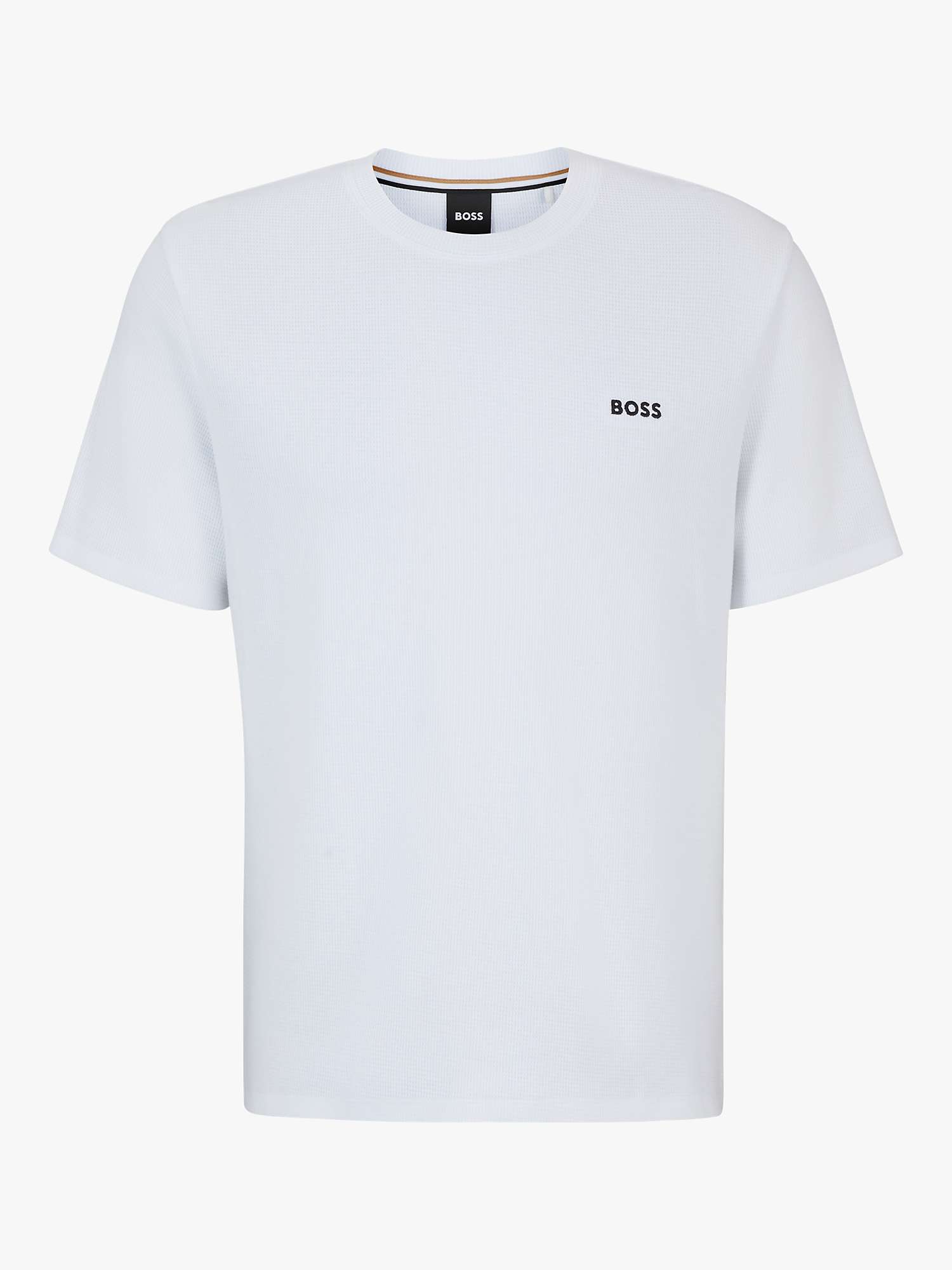 Buy BOSS Waffle Short Sleeve T-Shirt, Open White Online at johnlewis.com