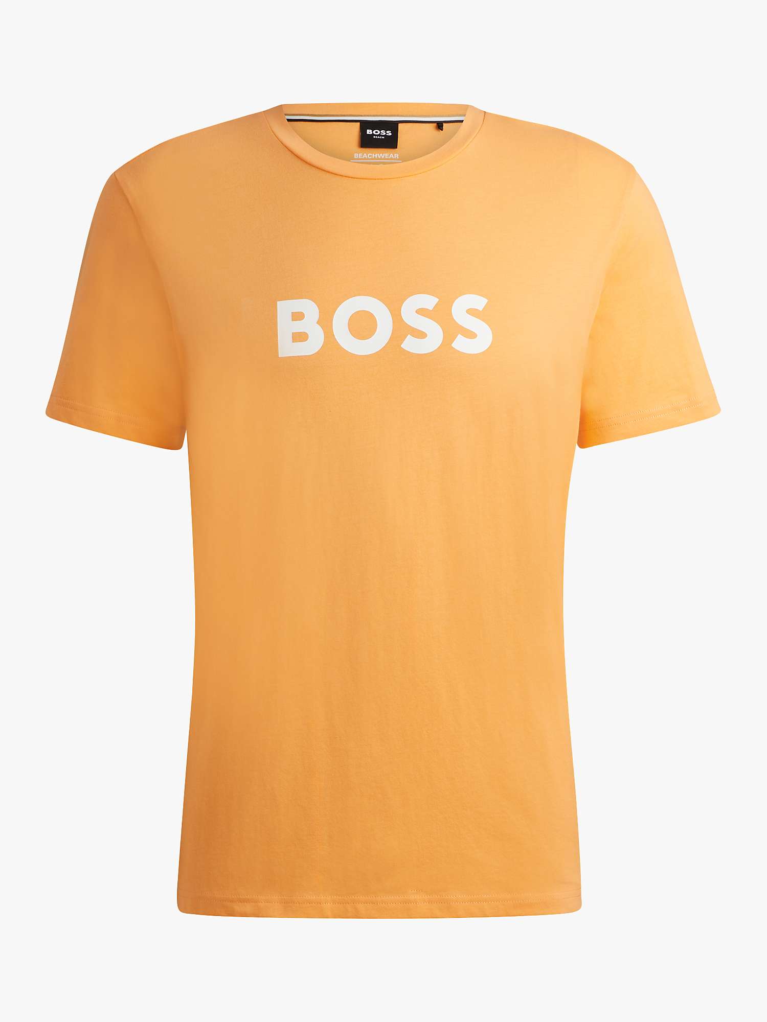 Buy BOSS Large Logo Regular Fit T-Shirt, Medium Orange Online at johnlewis.com