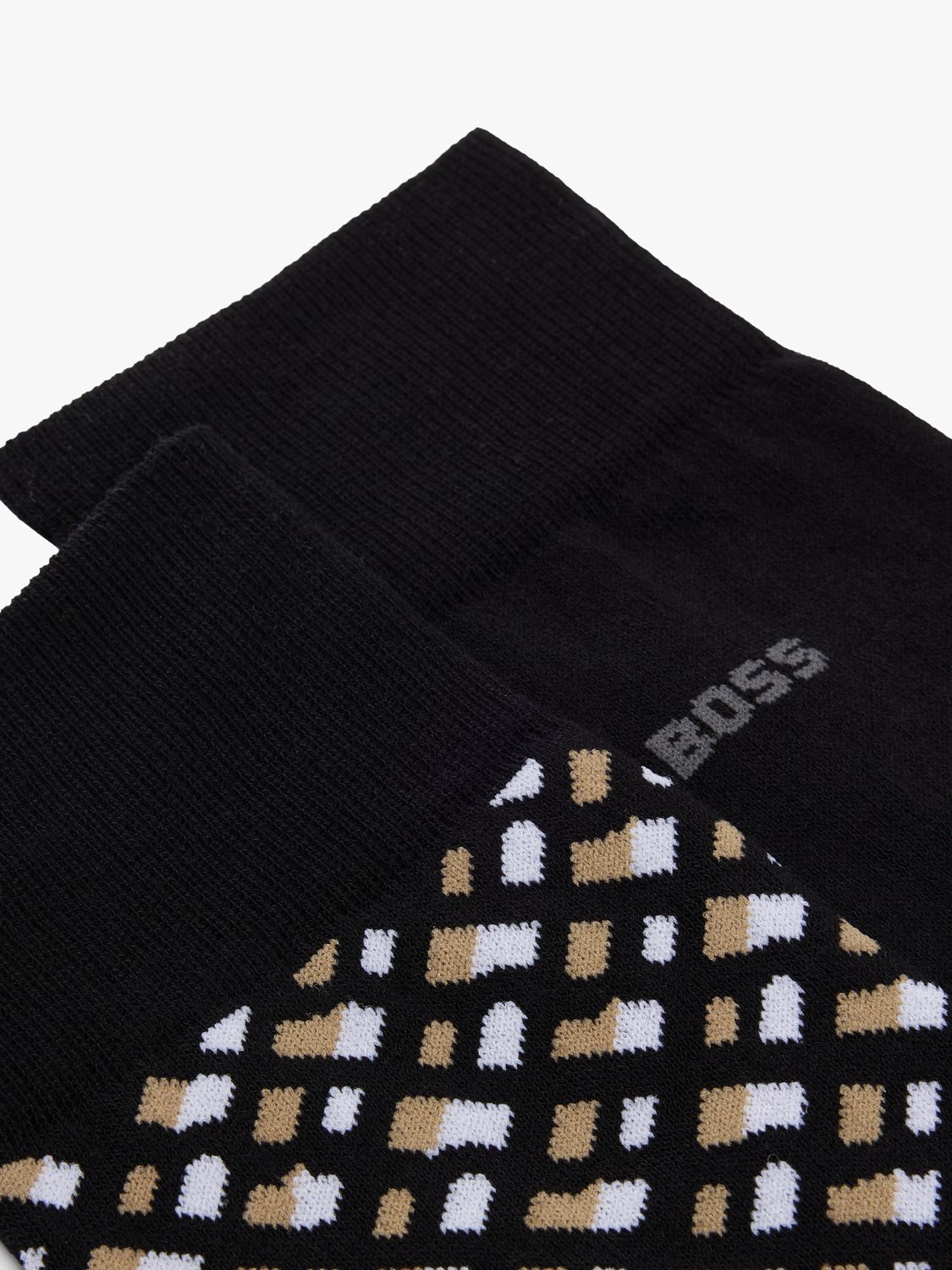 HUGO BOSS Monogram Socks, Pack of 2, Black/Multi, S-M