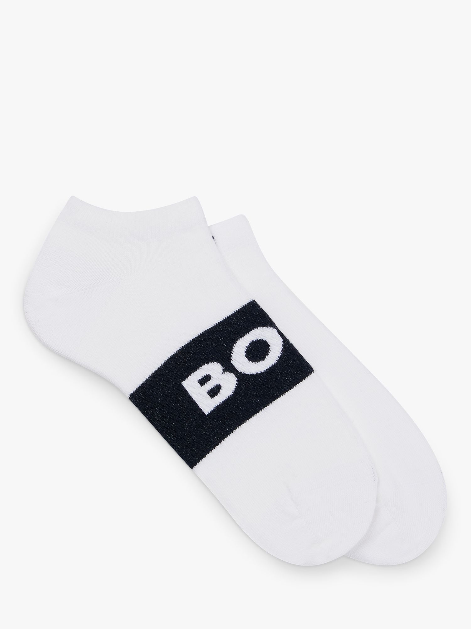 Buy BOSS Logo Ankle Socks, Pack of 2, White/Black Online at johnlewis.com