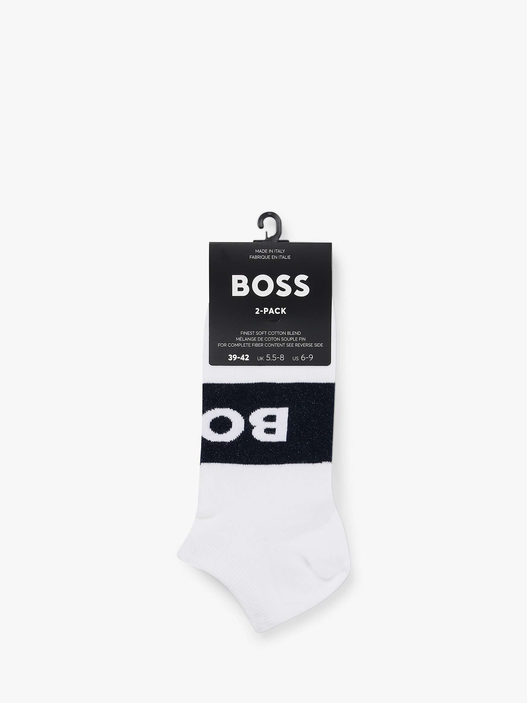 Buy BOSS Logo Ankle Socks, Pack of 2, White/Black Online at johnlewis.com