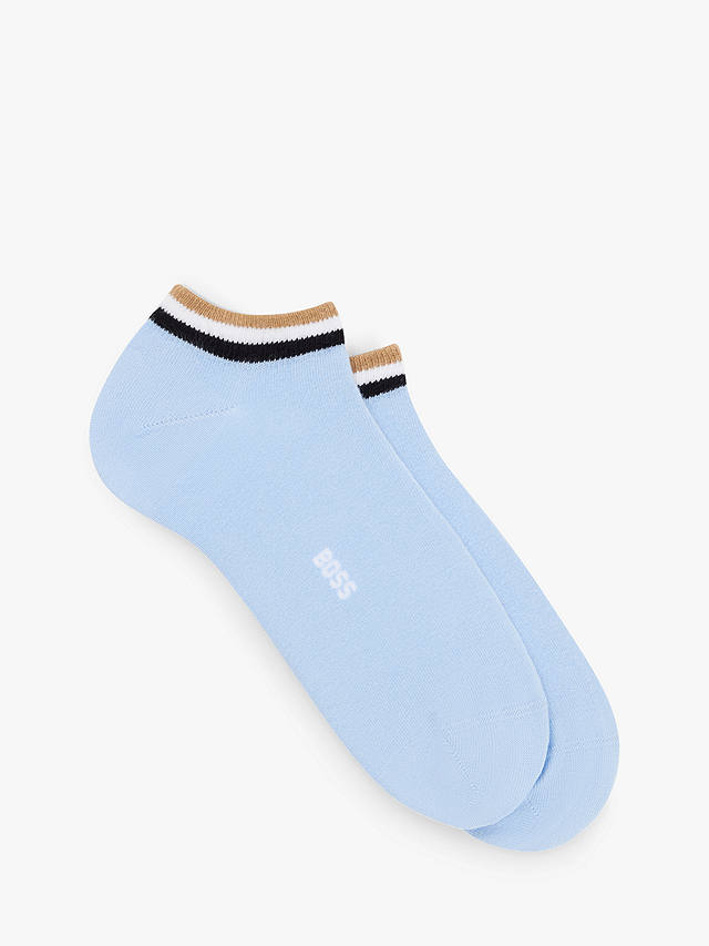 HUGO BOSS BOSS Iconic Stripe Design Ankle Socks, Pack of 2, Pastel Blue