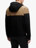 BOSS Cireno Colour Block Hooded Jacket, Medium Beige/Black, Medium Beige/Black