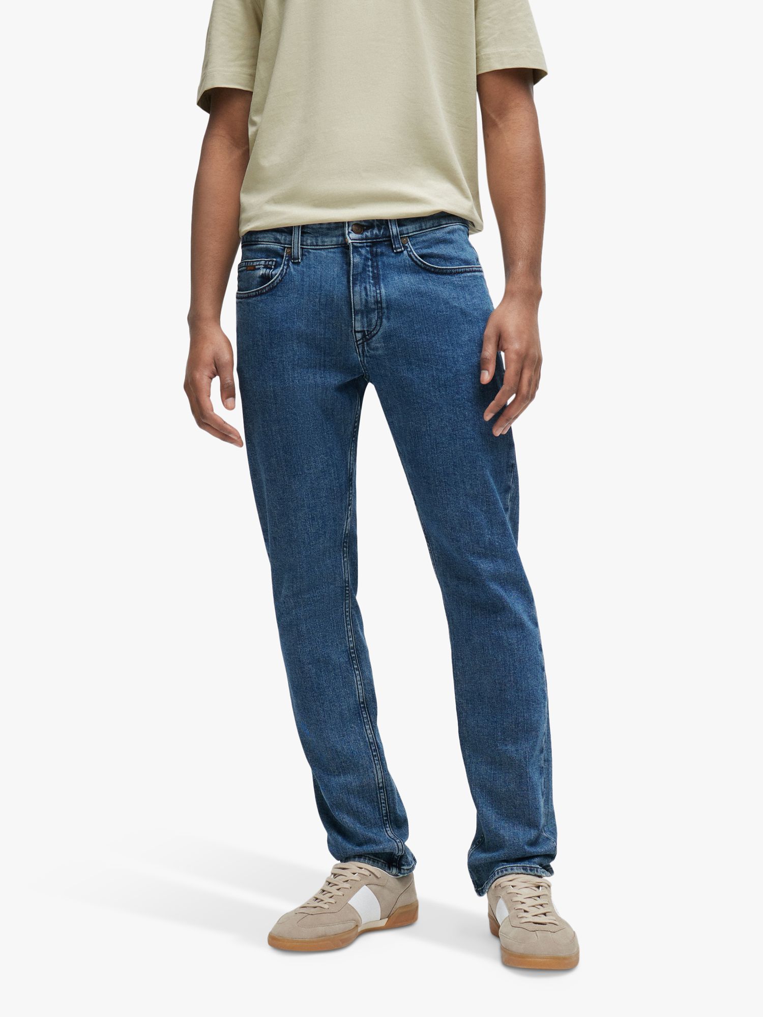 BOSS Delaware Cotton Blend Jeans, Medium Blue, 34R