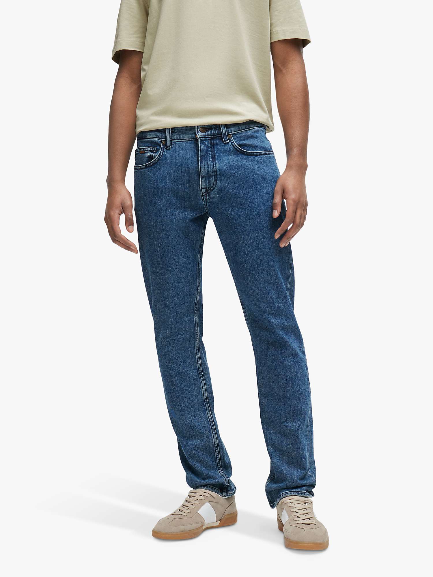 Buy BOSS Delaware Cotton Blend Jeans, Medium Blue Online at johnlewis.com