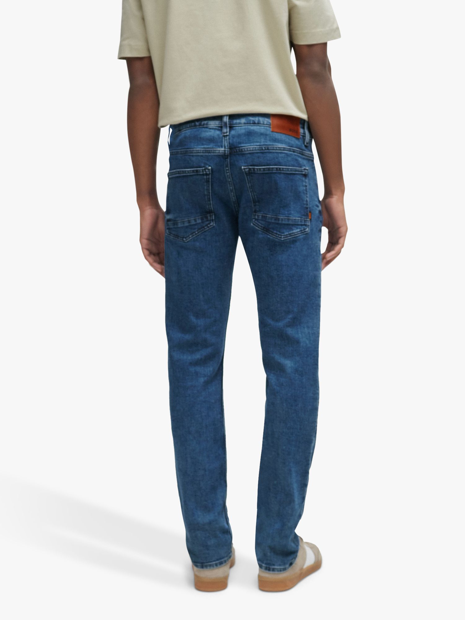 Buy BOSS Delaware Cotton Blend Jeans, Medium Blue Online at johnlewis.com