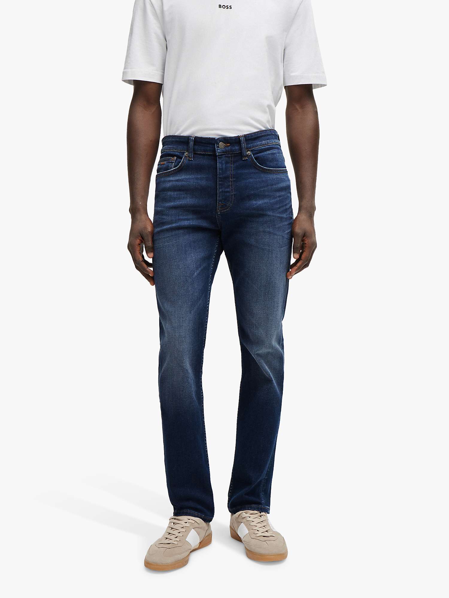 Buy BOSS Delaware Slim Fit Jeans, Navy Online at johnlewis.com