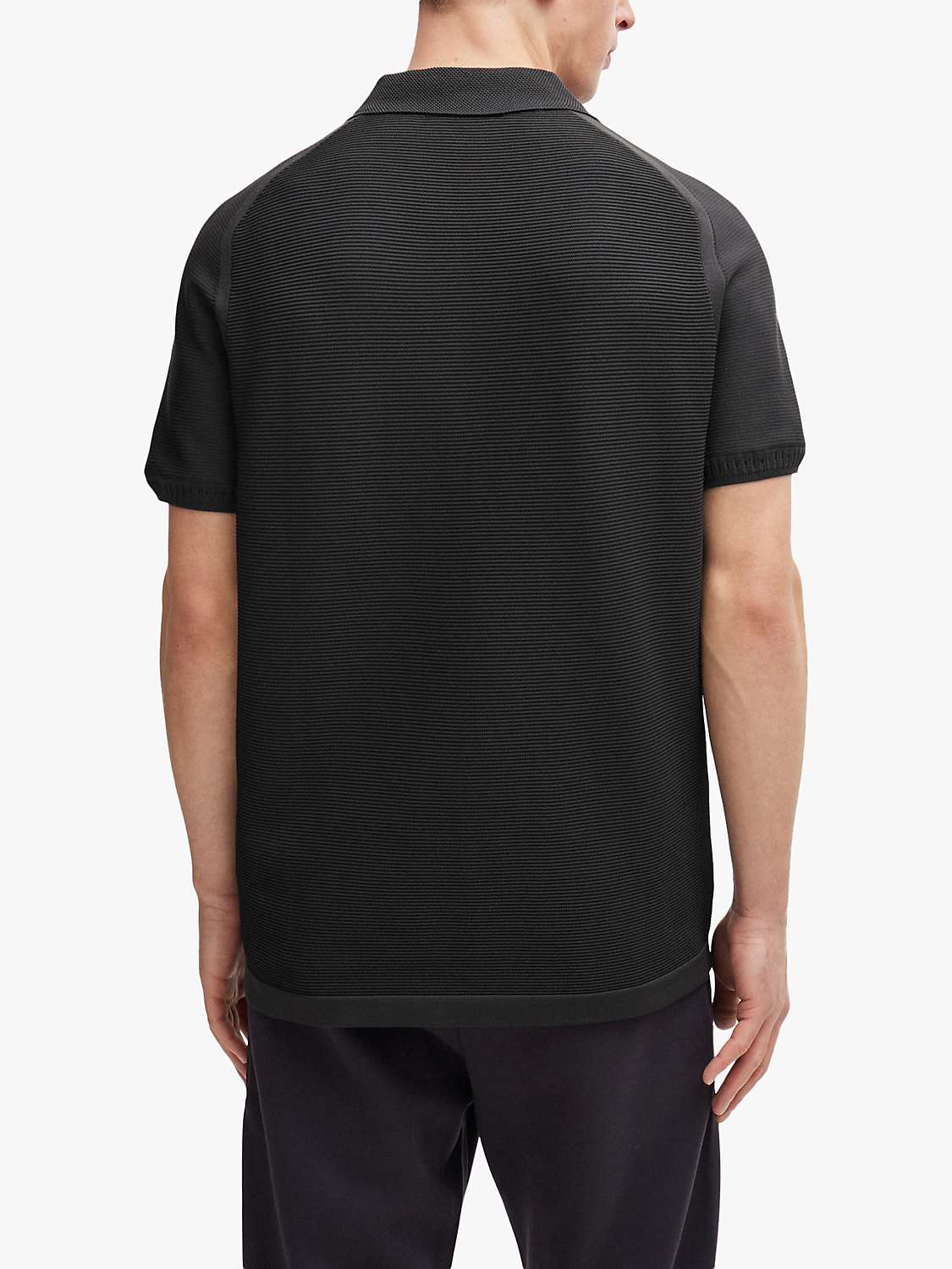 Buy BOSS Zayno 016 Knitted Collar Top, Charcoal Online at johnlewis.com