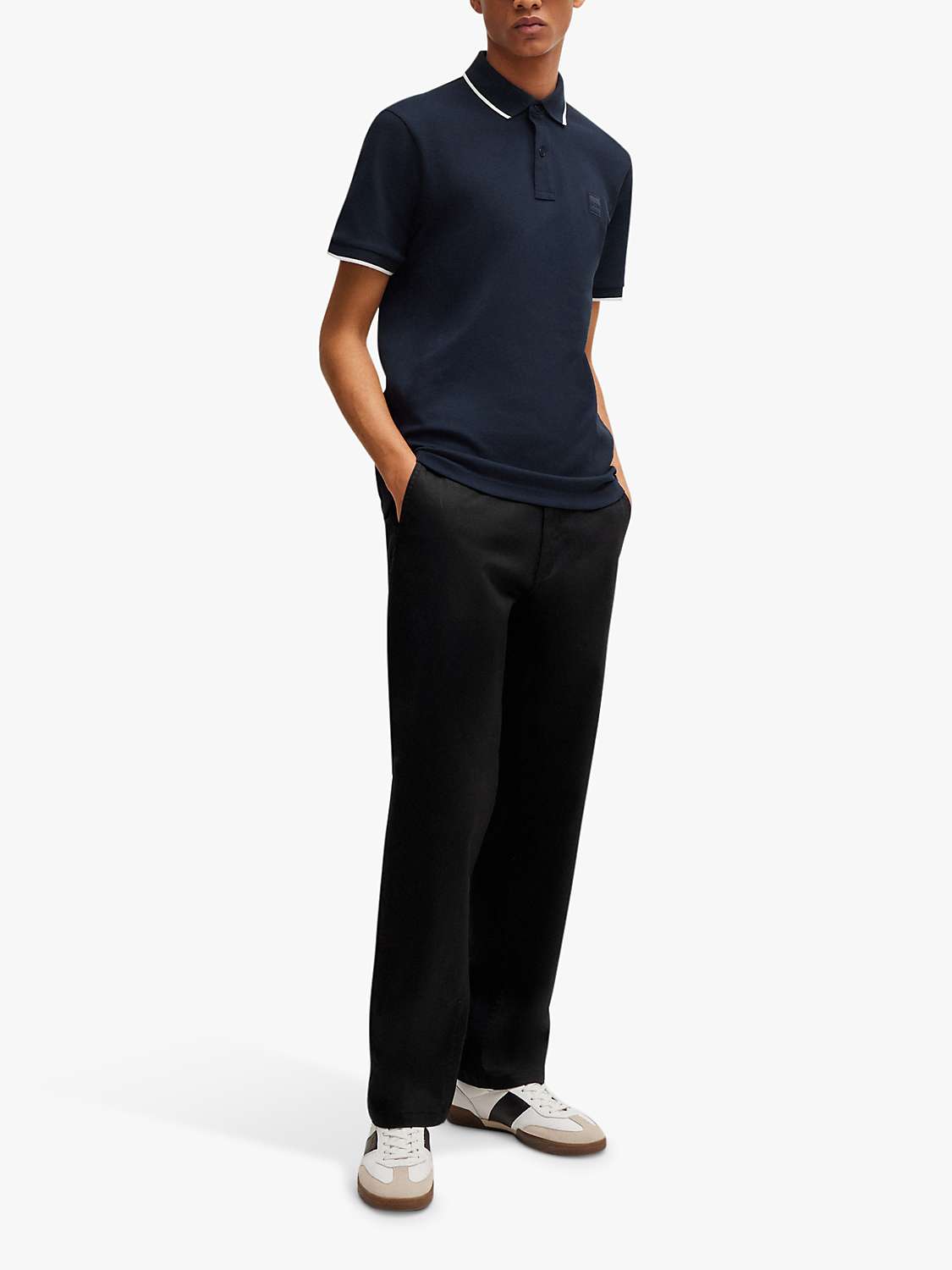 Buy BOSS Passertip 404 Cotton Polo Top, Dark Blue Online at johnlewis.com