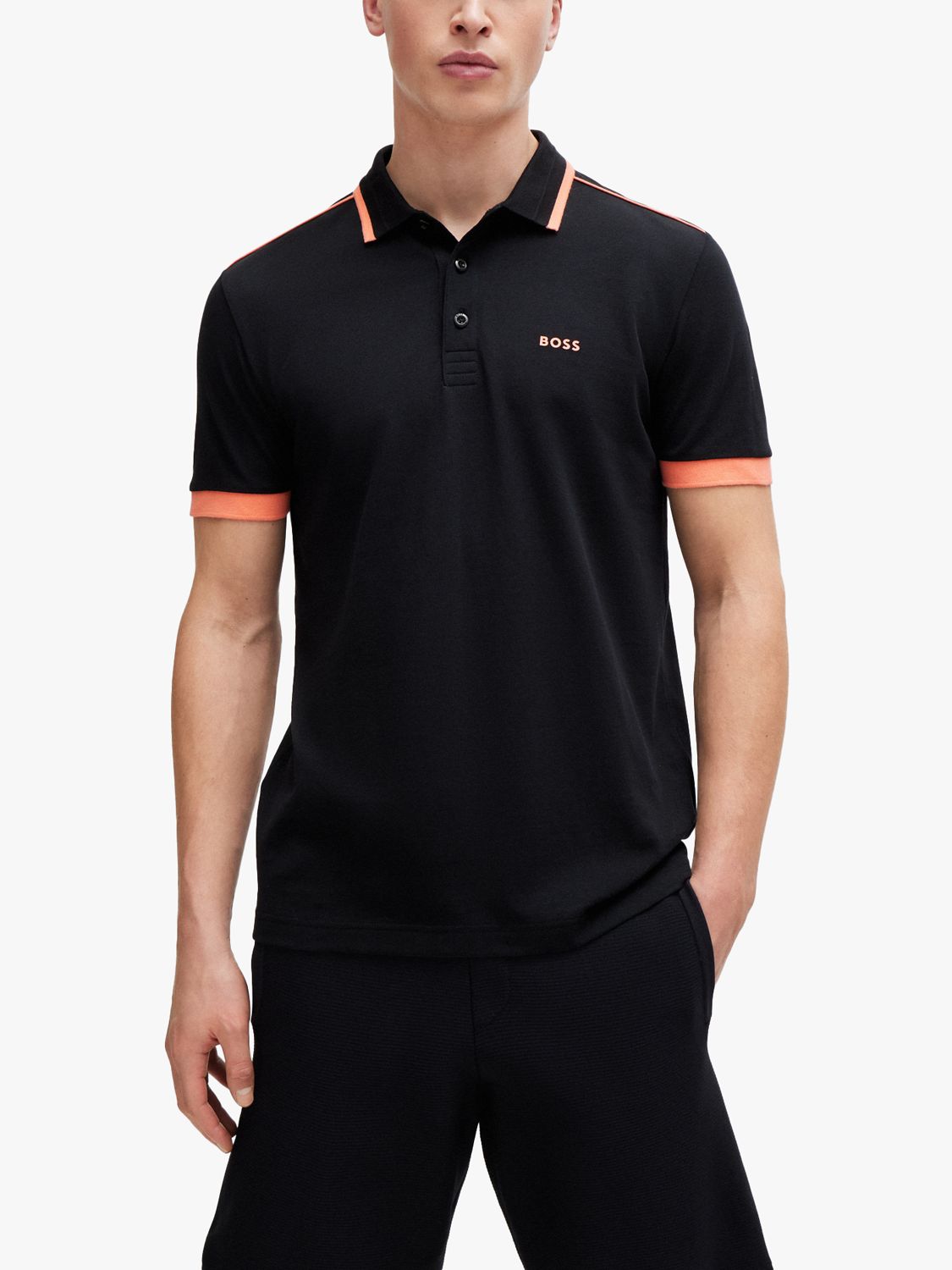 BOSS Paddy Sporty Polo Shirt, Black, XXXL