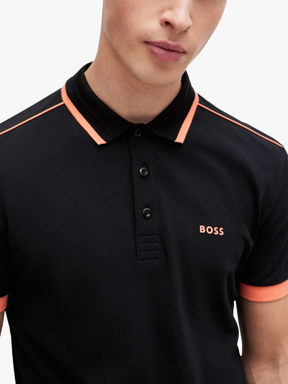 BOSS Paddy Sporty Polo Shirt, Black, XXXL