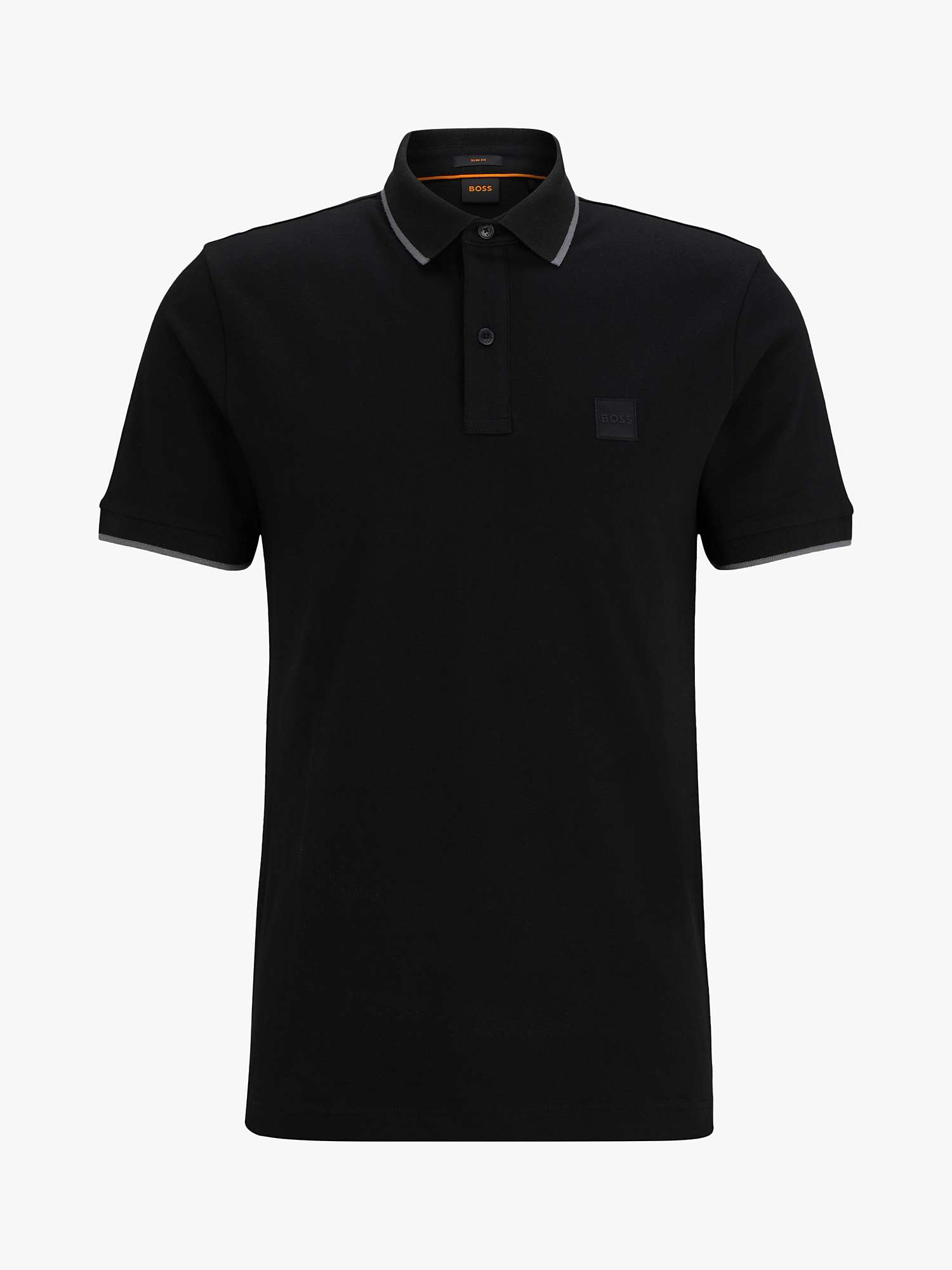 Buy BOSS Passertip 001 Short Sleeve Polo Shirt, Black Online at johnlewis.com