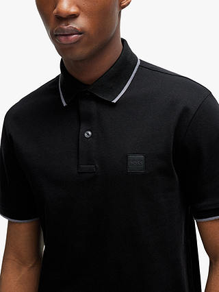 BOSS Passertip 001 Short Sleeve Polo Shirt, Black