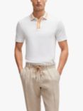 BOSS Phillipson 36 Slim Fit Polo Shirt, White/Orange