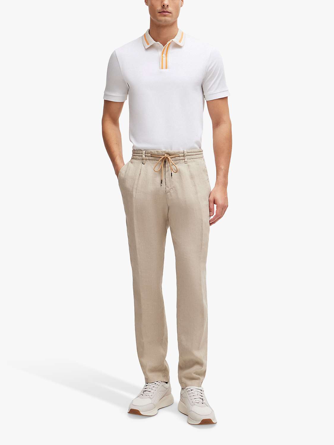 Buy BOSS Phillipson 36 Slim Fit Polo Shirt, White/Orange Online at johnlewis.com