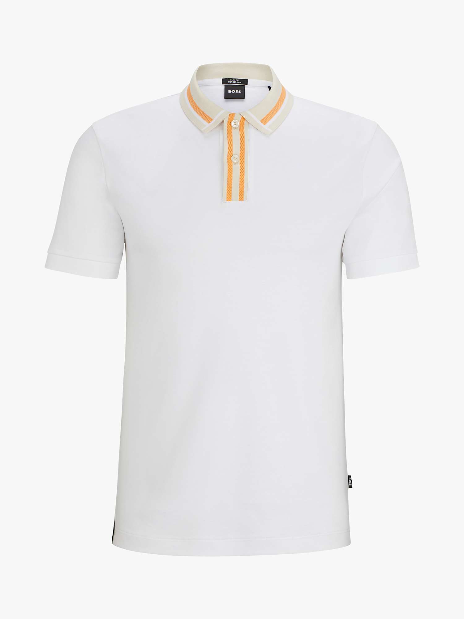Buy BOSS Phillipson 36 Slim Fit Polo Shirt, White/Orange Online at johnlewis.com