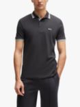 BOSS Paddy Cotton Polo Top, Charcoal, Charcoal