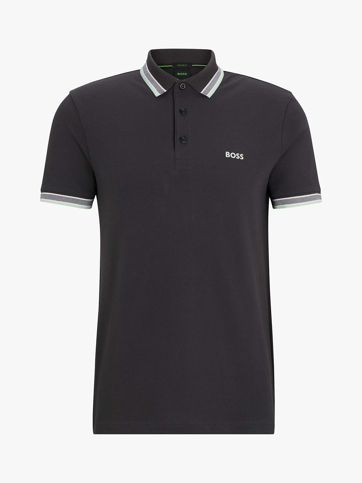 Buy BOSS Paddy Cotton Polo Top, Charcoal Online at johnlewis.com
