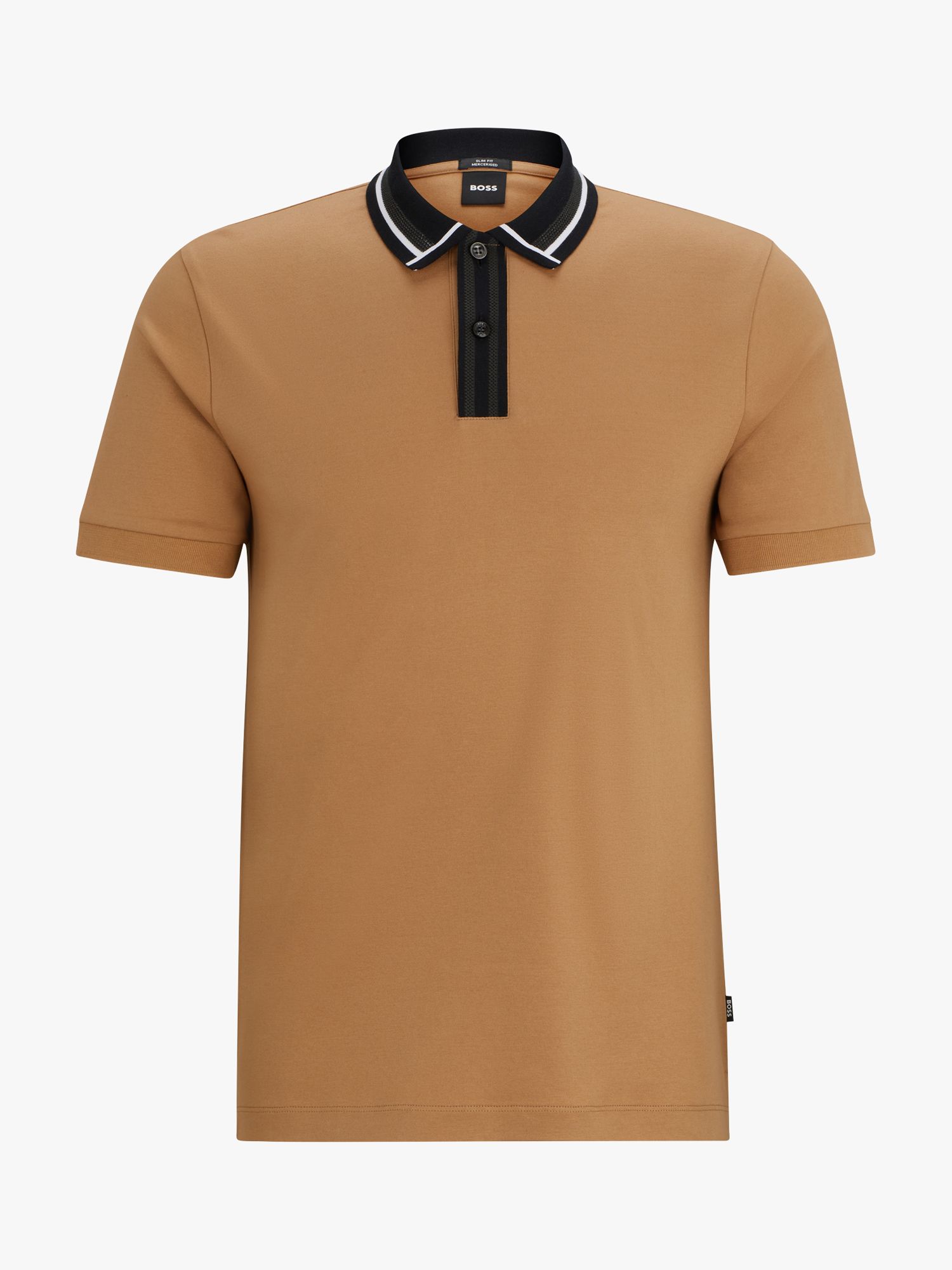 BOSS Phillipson 36 Short Sleeve Polo Shirt, Medium Beige, S