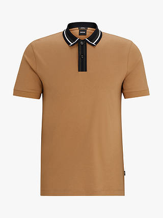 BOSS Phillipson 36 Short Sleeve Polo Shirt, Medium Beige