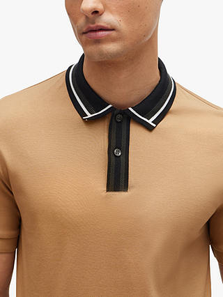 BOSS Phillipson 36 Short Sleeve Polo Shirt, Medium Beige