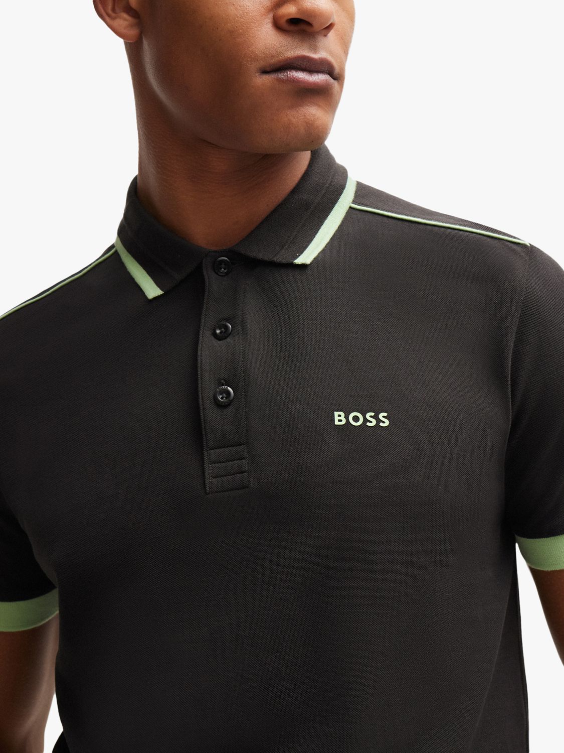 BOSS Paddy 016 Short Sleeve Polo Shirt, Charcoal, S