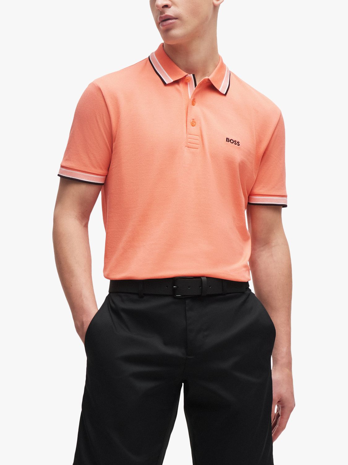 BOSS Essentials Short Sleeve Polo Shirt, Open Red, XL