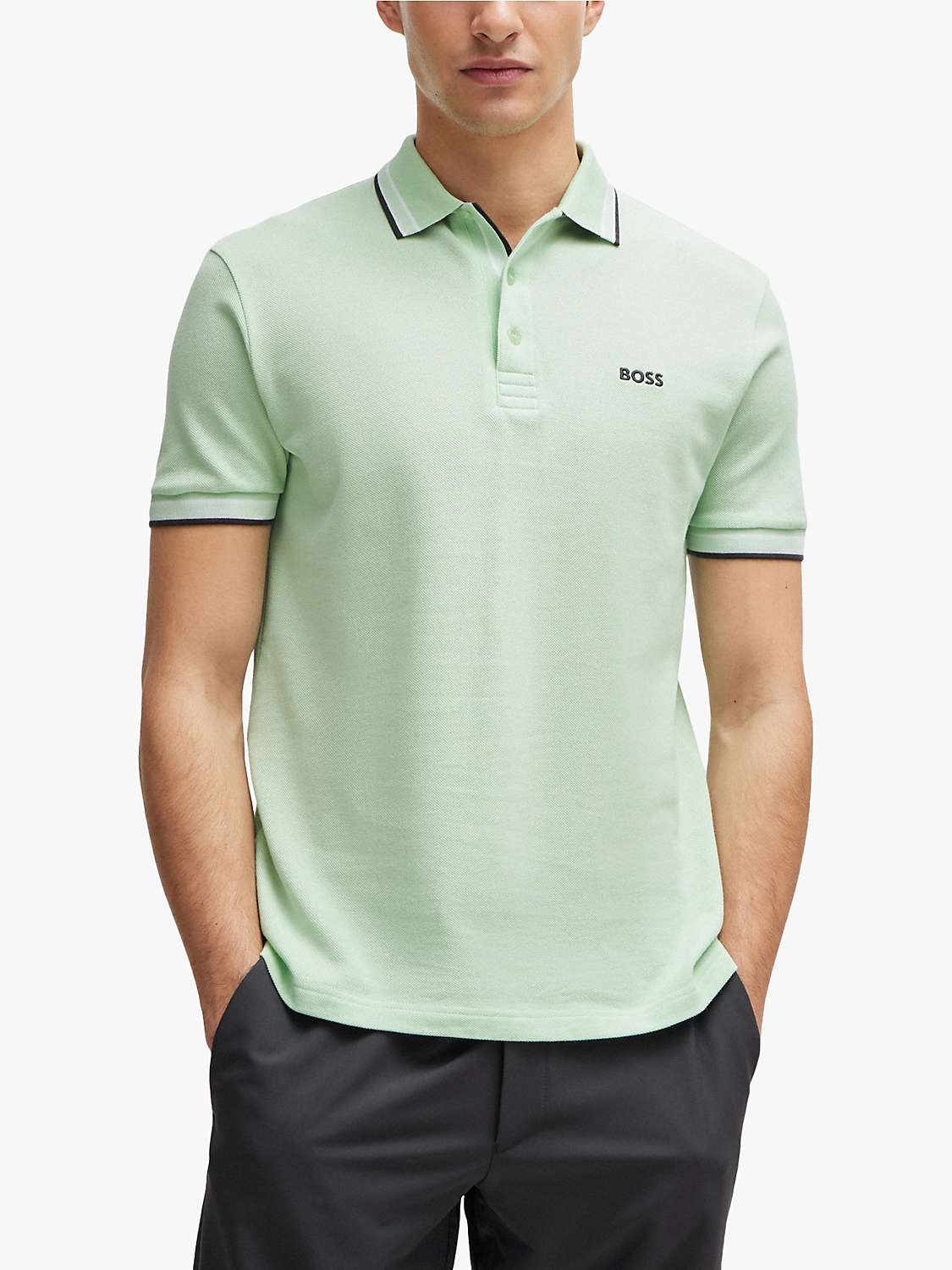 Buy BOSS Paddy 388 Cotton Polo Top, Open Green Online at johnlewis.com