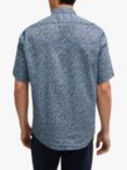 BOSS Liam Leaf Print Linen Blend Shirt, Blue