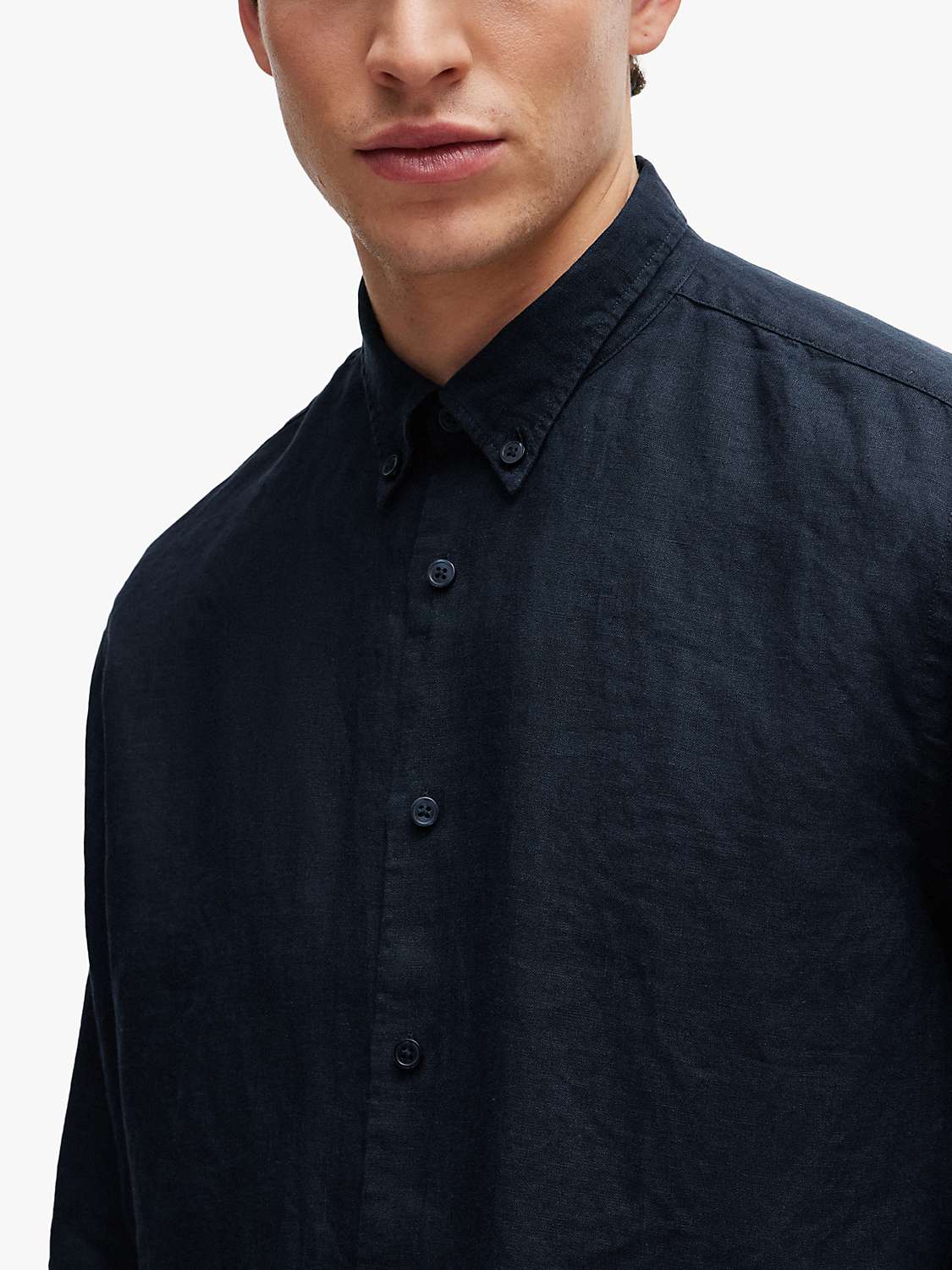 Buy BOSS S-Liam Long Sleeve Shirt, Dark Blue Online at johnlewis.com