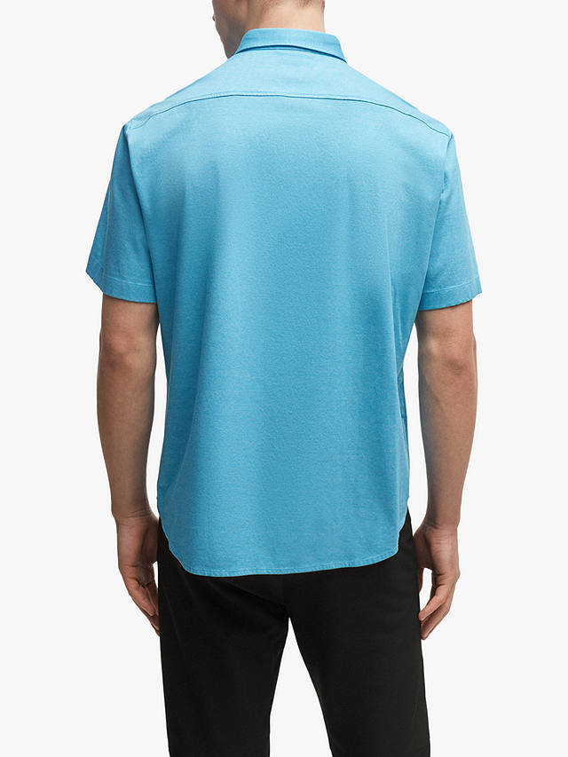 BOSS Motion Short Sleeve Cotton Shirt, Turquoise