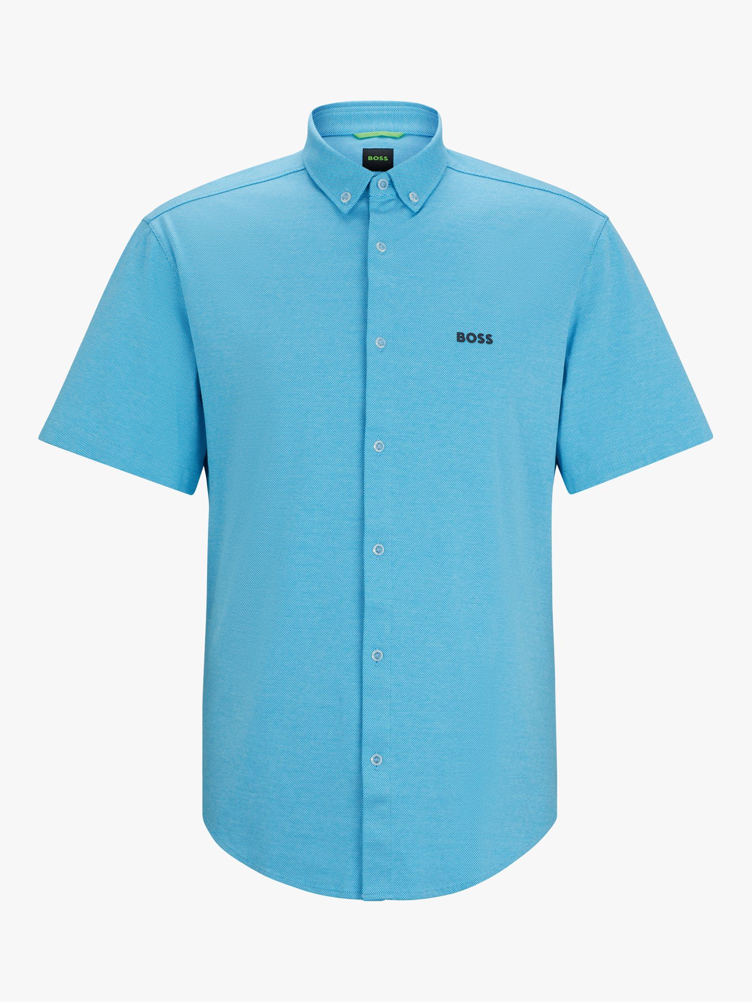 BOSS Motion Short Sleeve Cotton Shirt, Turquoise, M