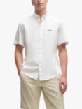 BOSS Motion Short Sleeve Cotton Shirt, White