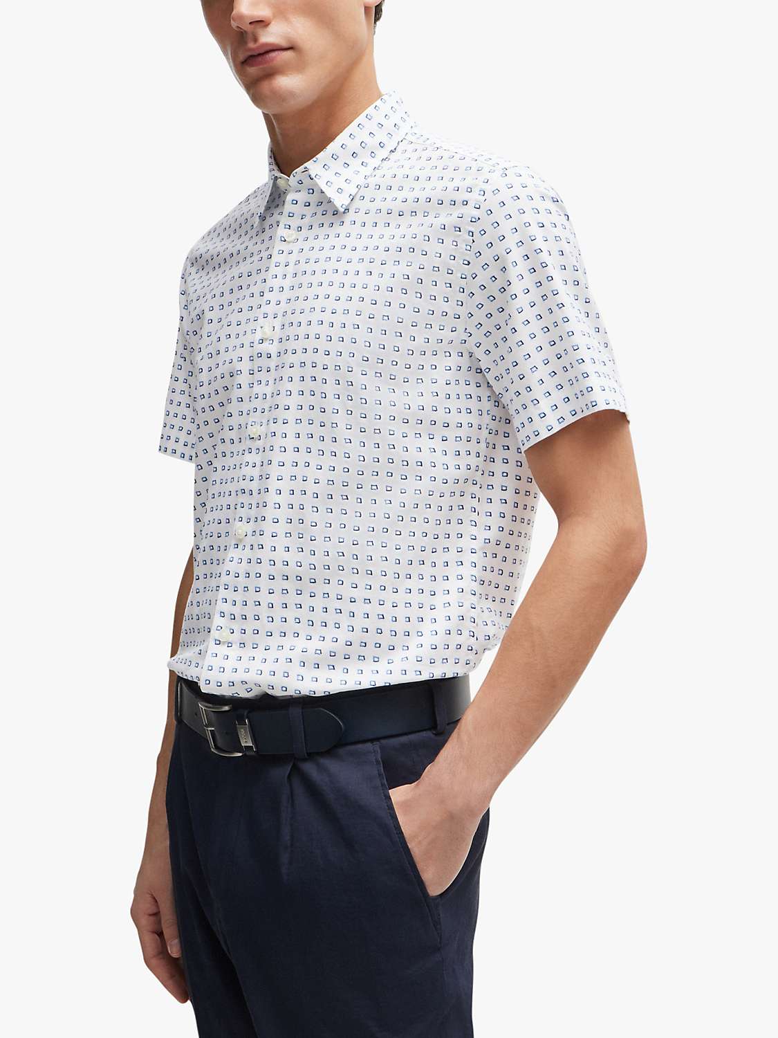 Buy BOSS Slim Fit Short Sleeve Shirt, White Online at johnlewis.com