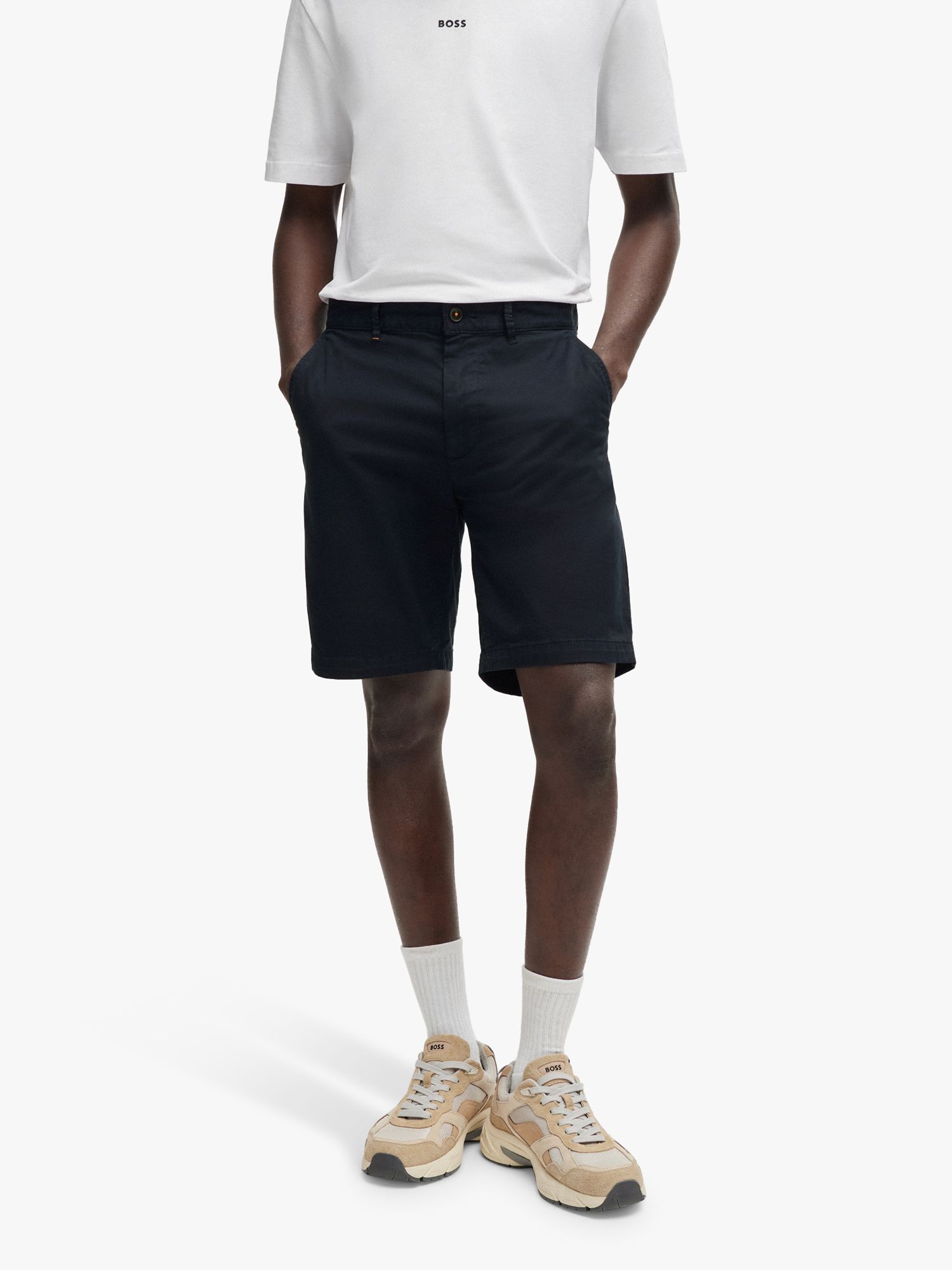 BOSS Slim Fit Chino Shorts, Navy, 29