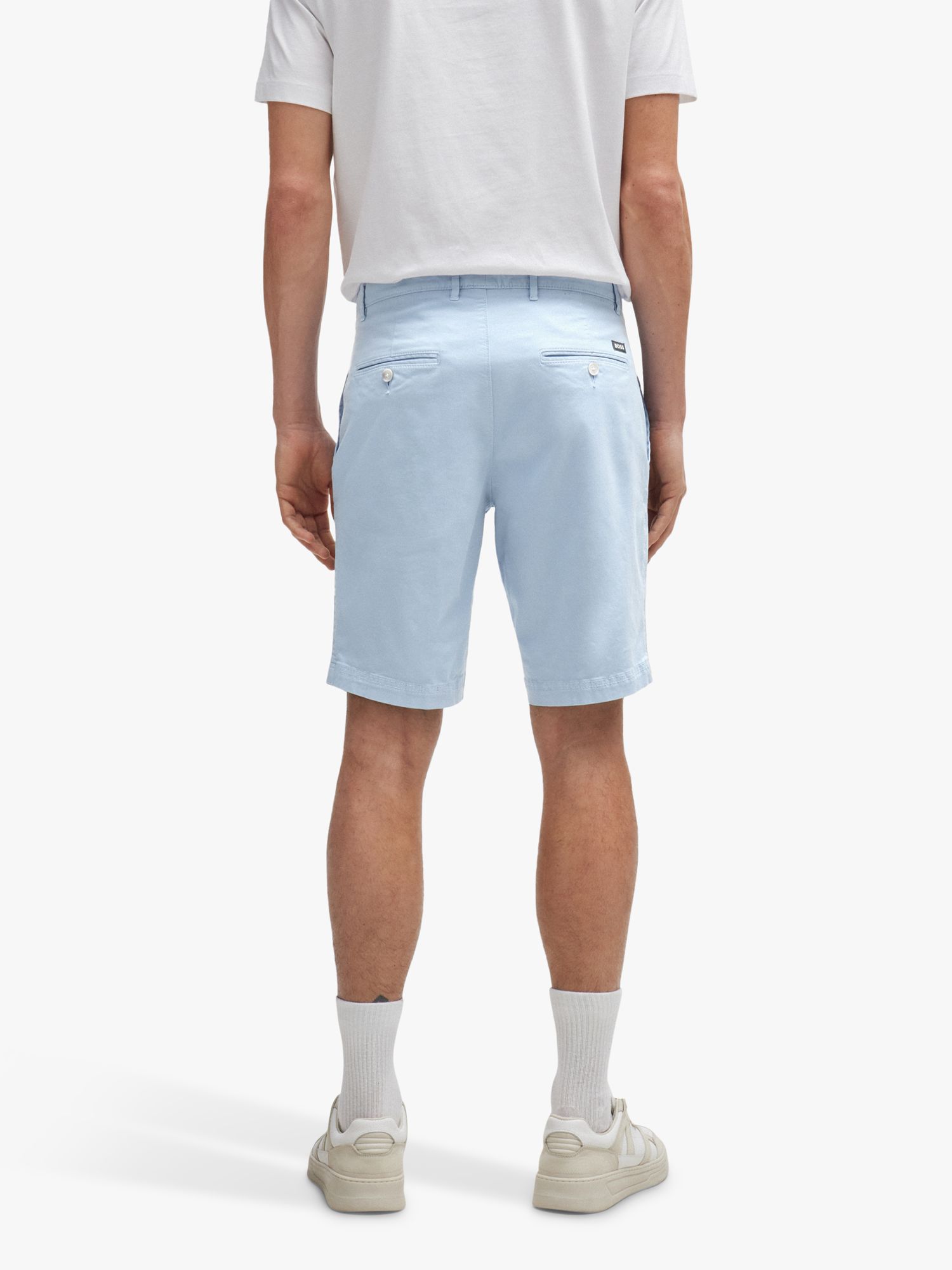 BOSS Slice Slim Fit Chino Shorts, Light/Pastel Blue at John Lewis ...