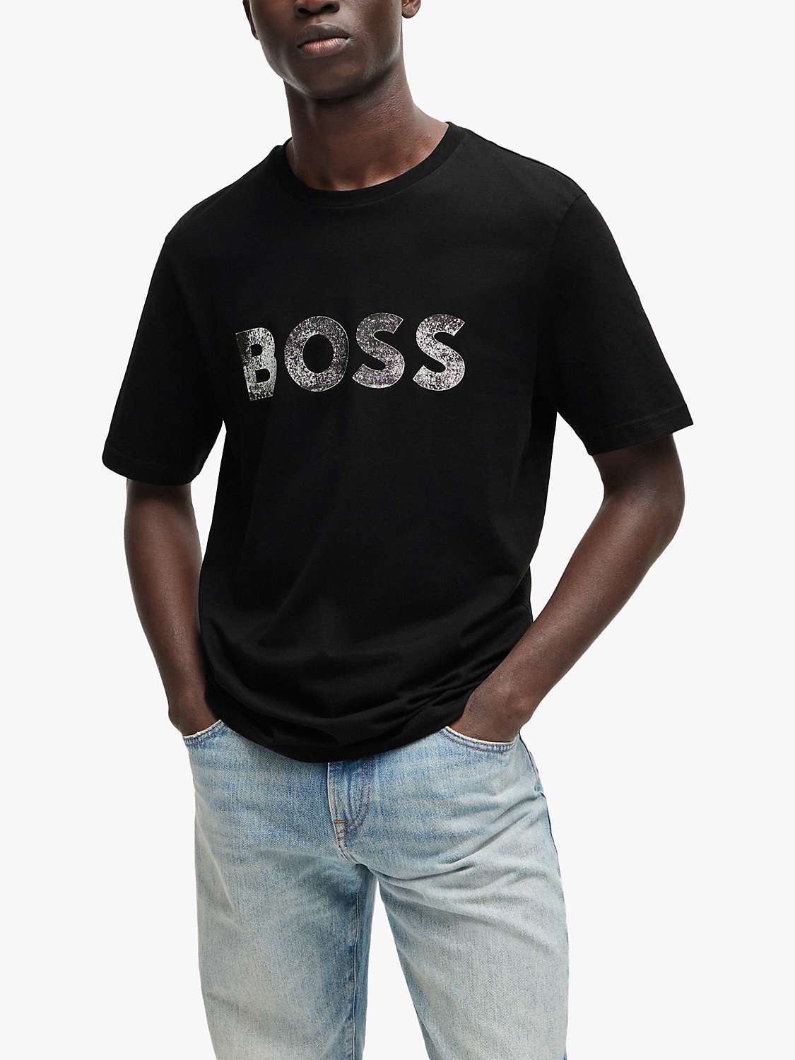 Buy BOSS Regular Fit Lightweight T-Shirt, Black Online at johnlewis.com