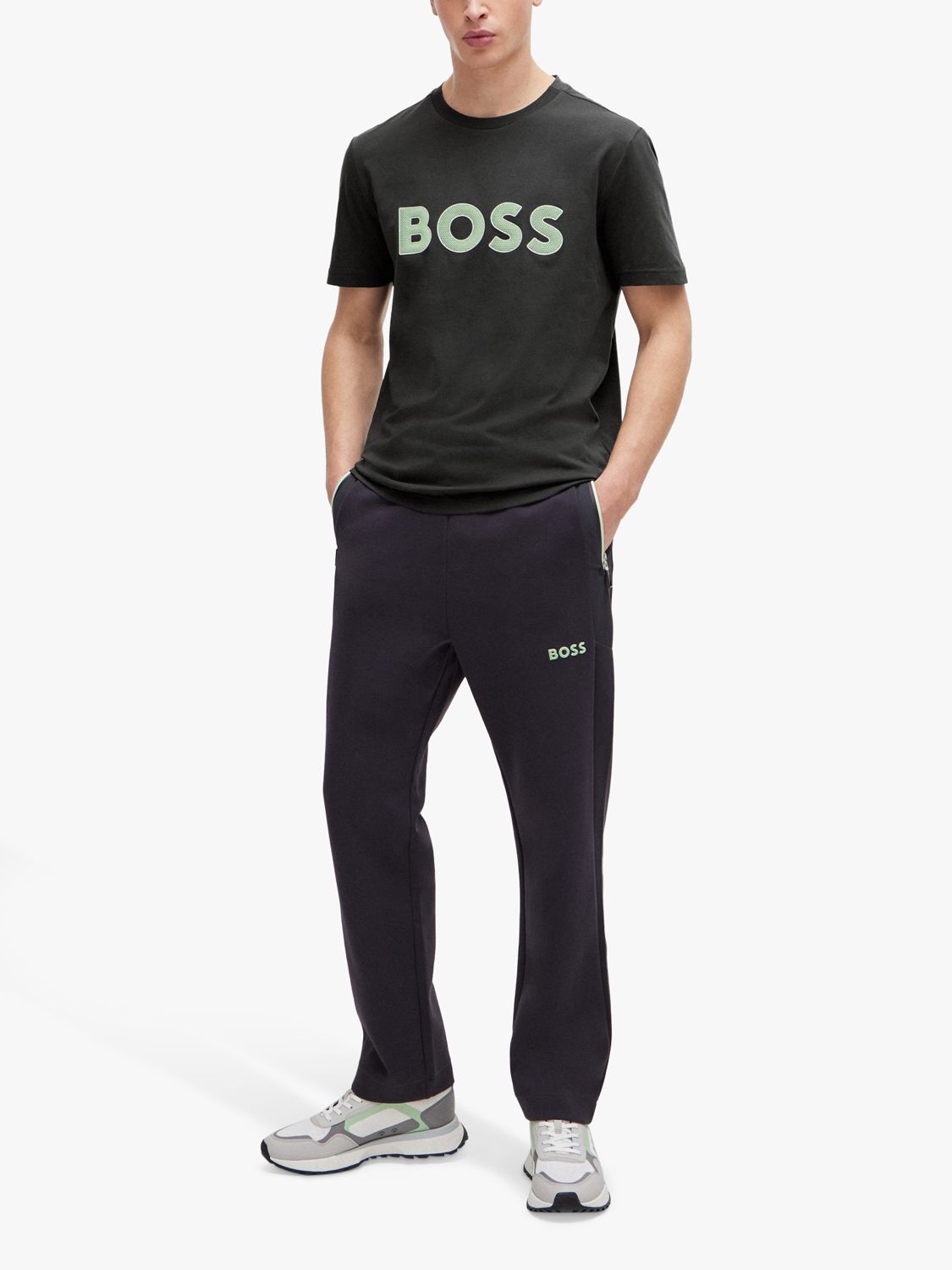 BOSS Large 3D Mesh Logo T-Shirt, Charcoal, XL