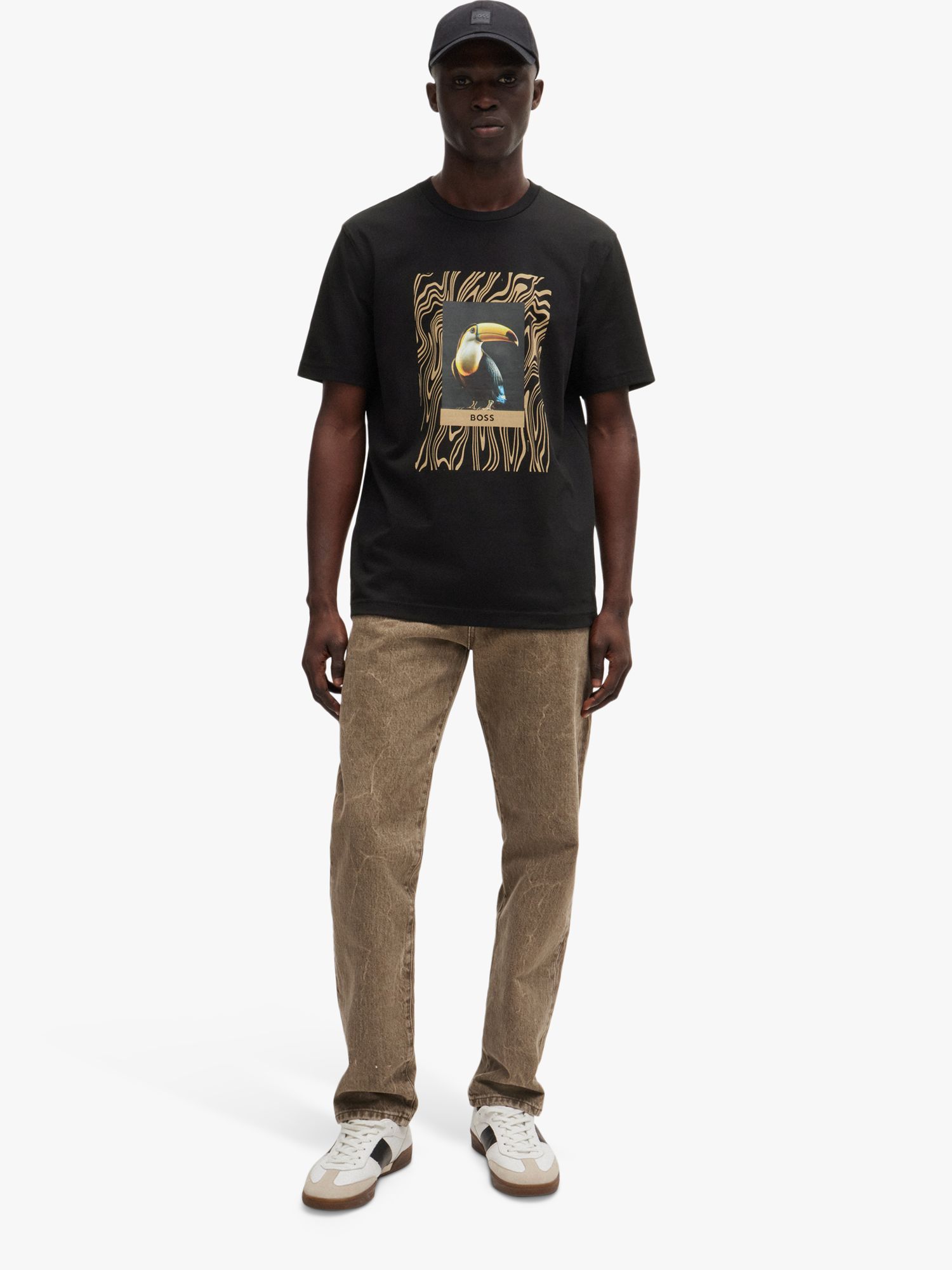 BOSS Tucan Regular Fit T-Shirt, Black, S