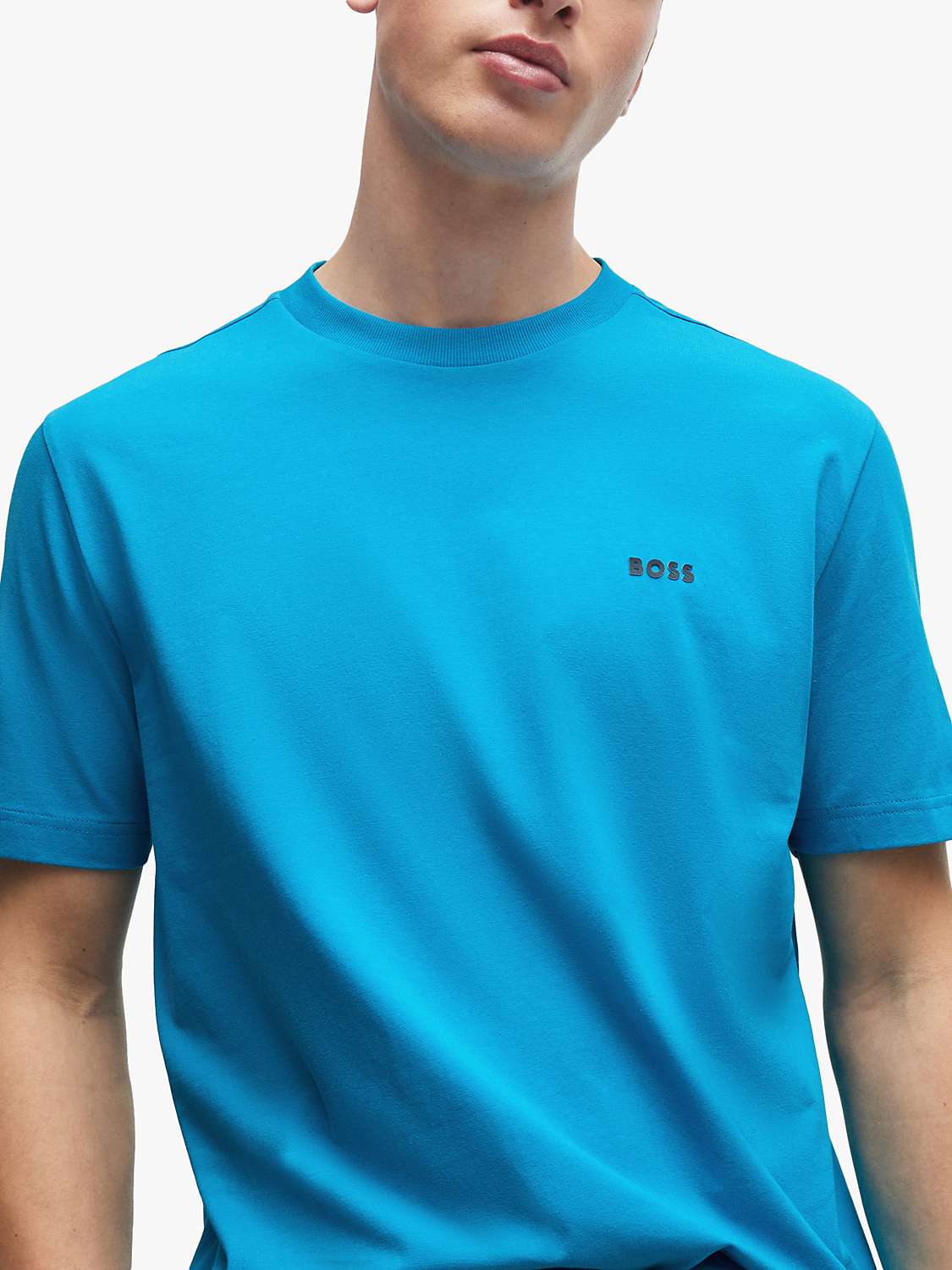 Buy BOSS Short Sleeve Logo T-Shirt, Turquoise/Aqua Online at johnlewis.com