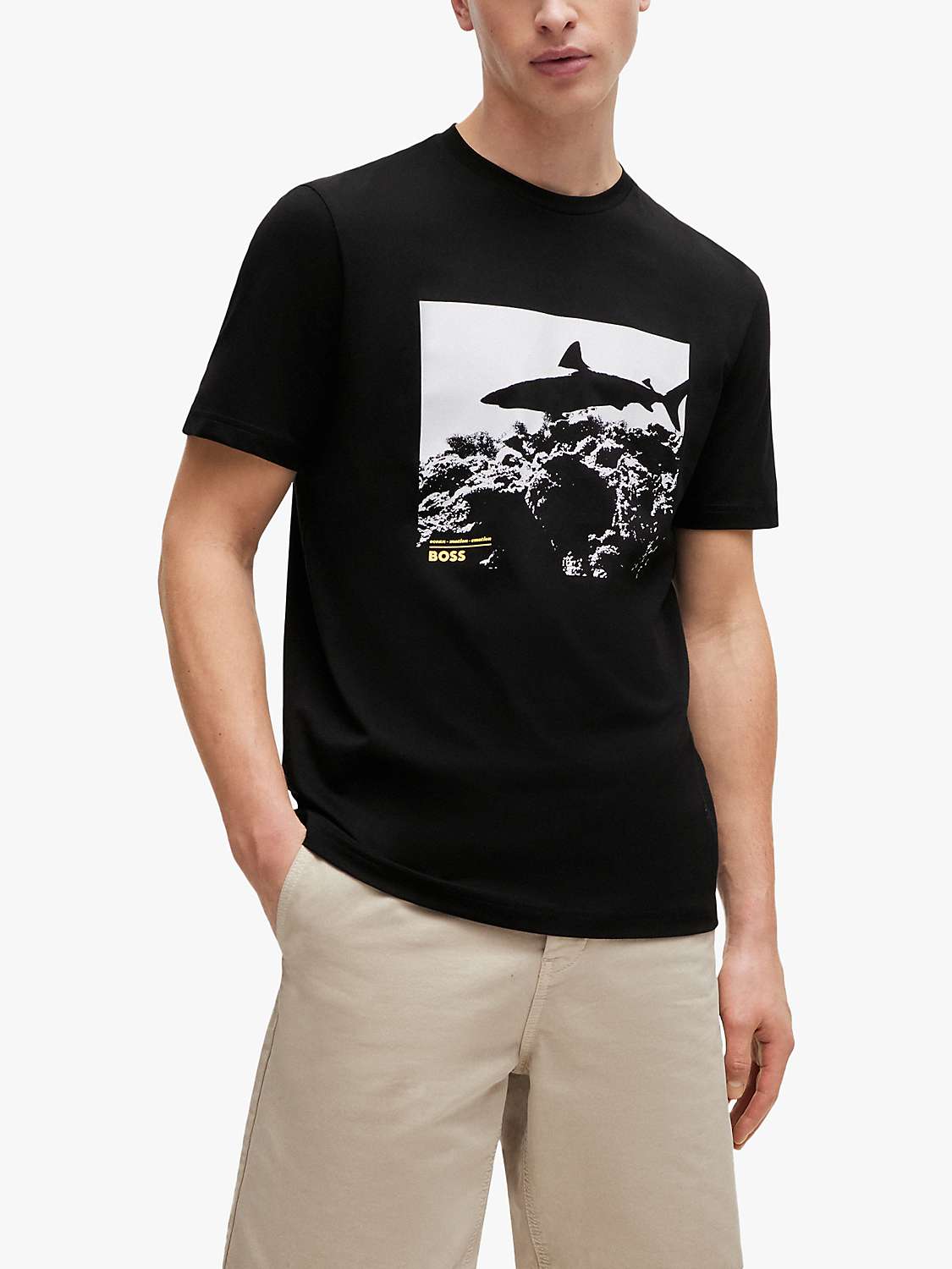 Buy BOSS Sea Horse Graphic T-Shirt, Black Online at johnlewis.com