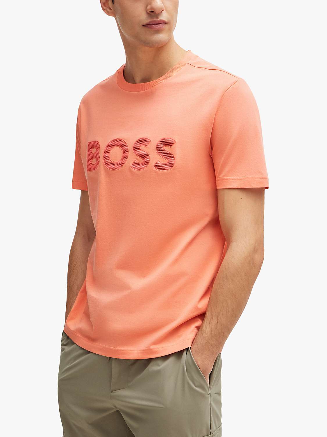 Buy BOSS Large 3D Mesh Logo T-Shirt Online at johnlewis.com