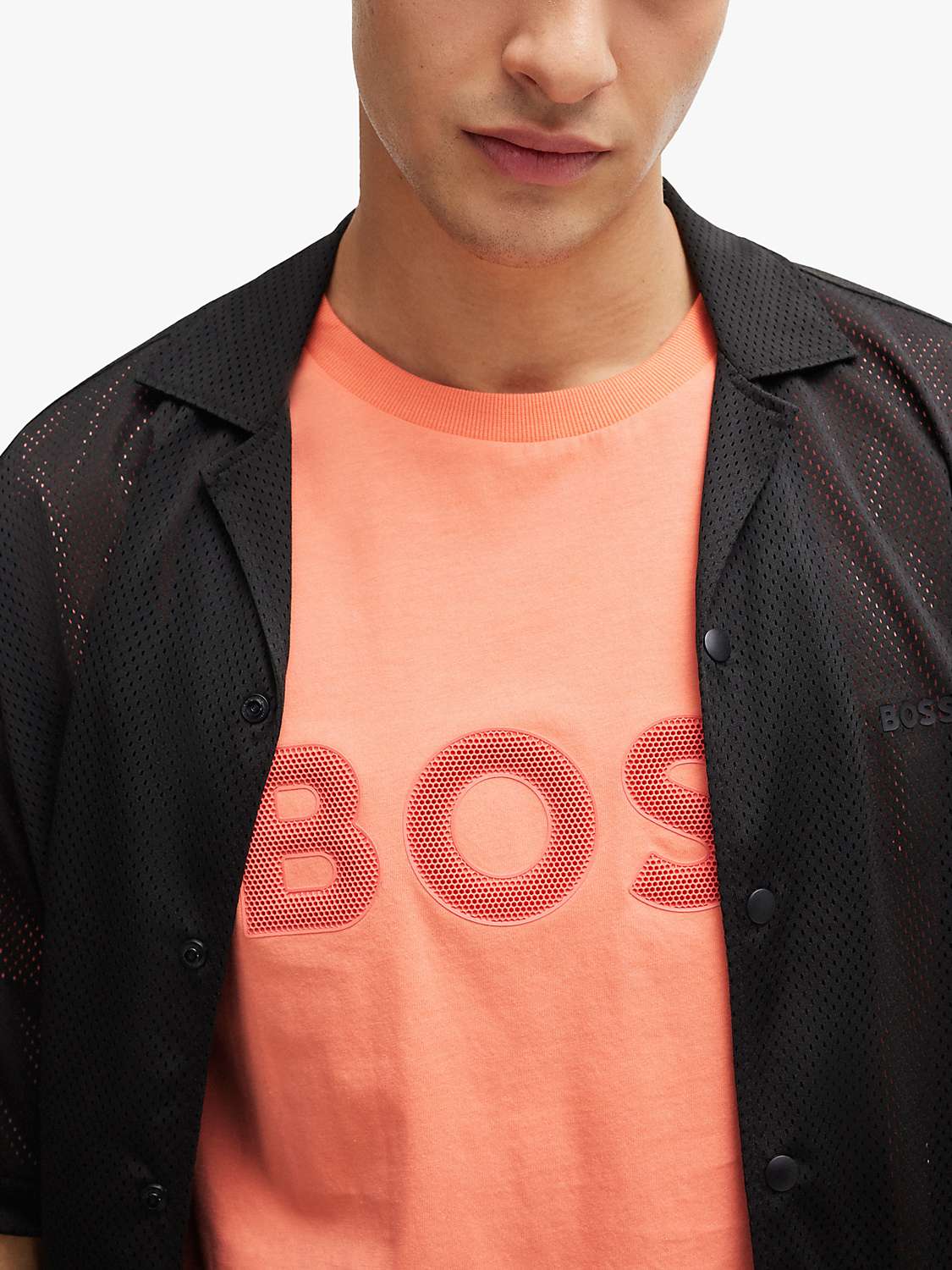 Buy BOSS Large 3D Mesh Logo T-Shirt Online at johnlewis.com