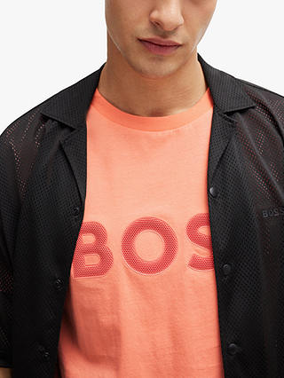 BOSS Large 3D Mesh Logo T-Shirt, Orange
