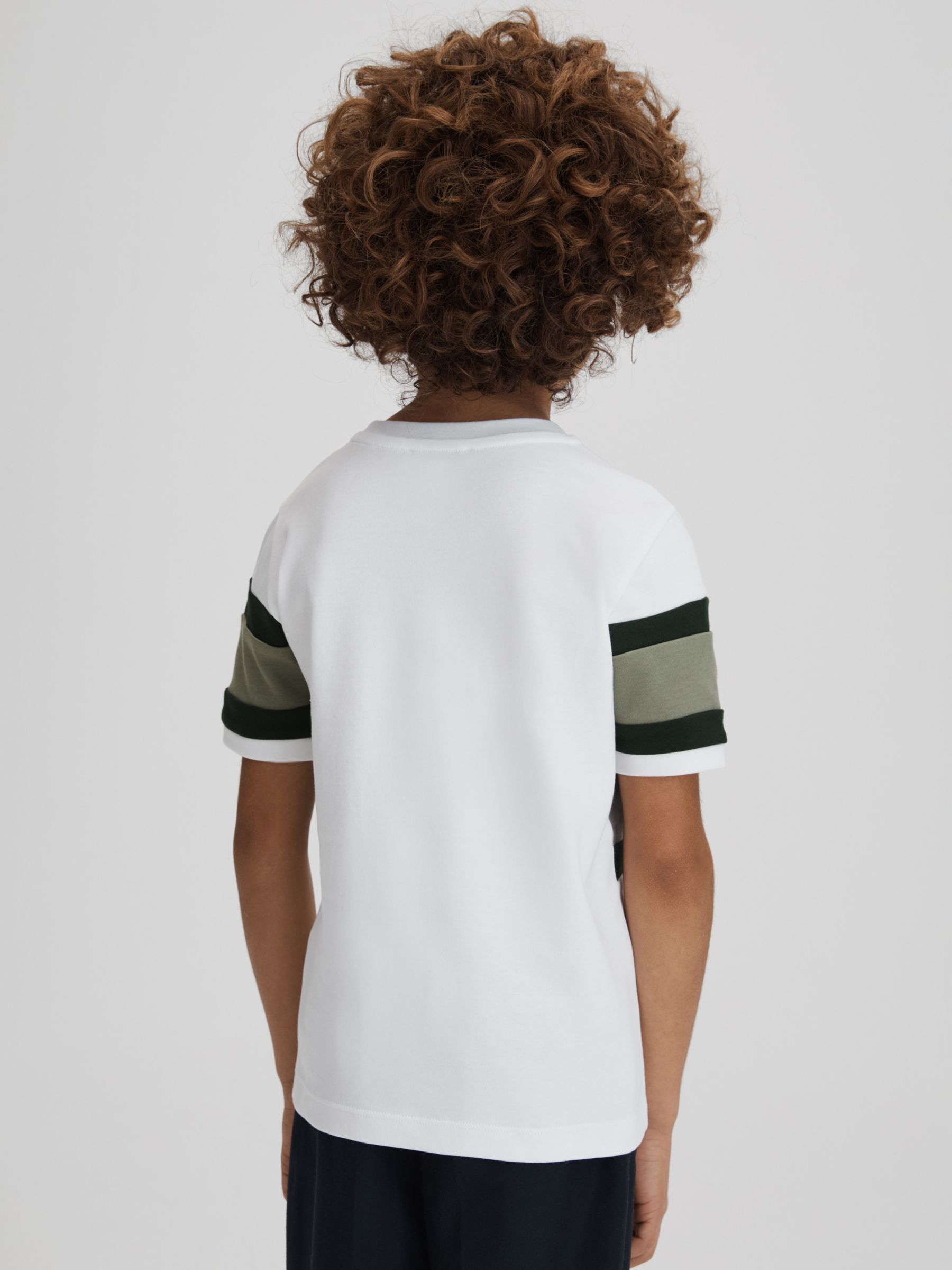 Reiss Kids' Auckland Short Sleeve Crew Neck T-Shirt, Green, 7-8 years