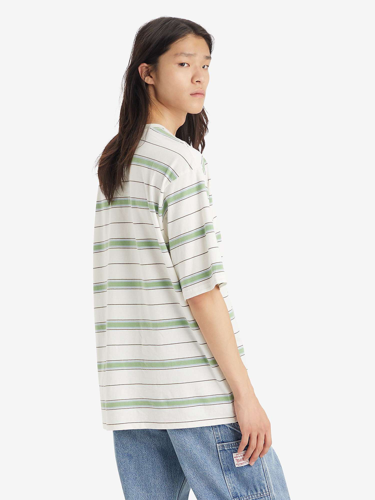 Buy Levi's Short Sleeve Stripe Workwear T-Shirt, Grey/Multi Online at johnlewis.com