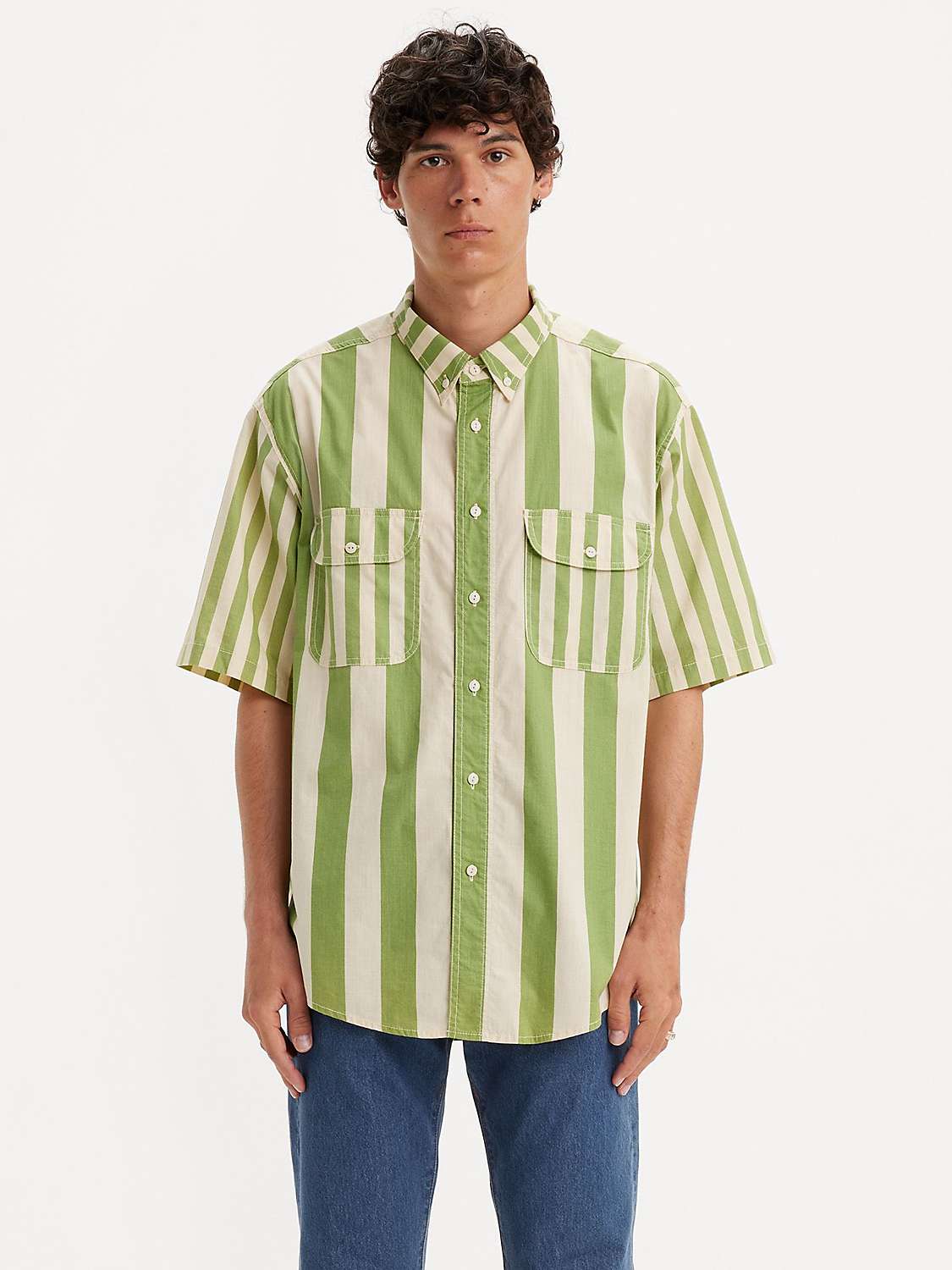 Buy Levi's Skate Short Sleeve Woven Shirt, Green/White Online at johnlewis.com
