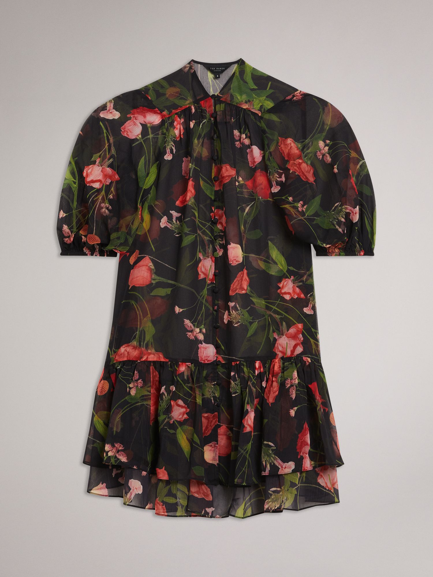 Ted Baker Emileee Floral Mini Cover Up Dress, Black/Multi, S