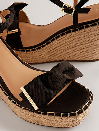 Ted Baker Geiia Espadrille Wedge Bow Detail Sandals, Black