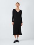 John Lewis ANYDAY Rib Knit Midi Dress, Black